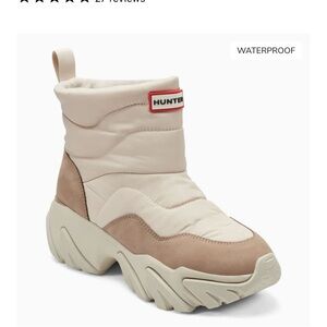 Hunter Cream & Tan Quilted Waterproof Puffer Boot